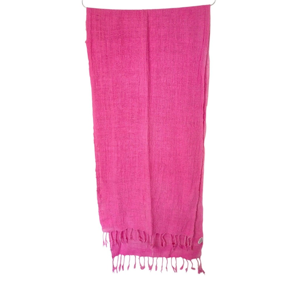 NJ Shows Hot Pink Woven Rayon Scarf Fringed Tassel Wrap Made in Indonesia
